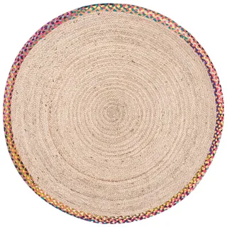 Beliani Teppich Bunt 120 cm Jute Satara , Beige , Textil , Rund , 120x120 cm , Teppiche und Böden, Teppiche