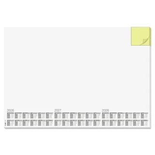 Sigel H6490 Papier-Schreibtischunterlage mit Haftnotizblock DIN A2, Kalender 2026 - 2028, 30 Blatt,