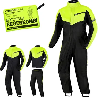 SHIMA HYDRODRY 2.0 Motorrad Regenbekleidung Kombi Wasserdicht Reflektierend Damen Herren Set Regenkombi Waterproof Regenschutz Atmungsaktiv Motorradkombi (Motorradanzug Unisex, Fluo, S)