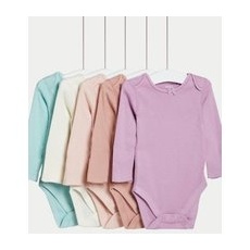 Girls M&S Collection 5pk Pure Cotton Bodysuits (0-3 Yrs) - Pink Mix, Pink Mix - 6-9 Months