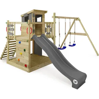 Spielturm Wickey Smart Camp mit Spielhaus und Schaukel in Anthrazit - Grau