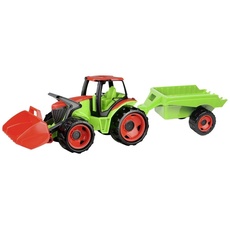 Bild 02136 GIGA TRUCKS Traktor mit Frontlader & Anhänger, Traktorspielzeug 5-teilig, Traktor mit Schaufel, Schiebdach in der Fahrerkabine