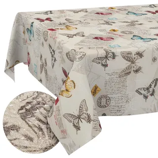 Tischdecke aus Stoff Textil abwaschbar Tischwäsche Tischtuch Baumwolle Polyester Butterflies Rund 140cm In-/Outdoor Tischdecke