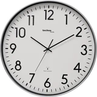 Technoline XXL Funkwanduhr WT8998, 50 cm, Bahnhofsuhr, XXL Wanduhr,Silber