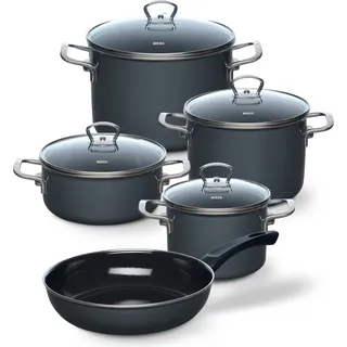 RIESS Topf-Set 5-tlg. 2 x Kochtopf + 1 x Stielkasserolle + 2 x Fleischtopf