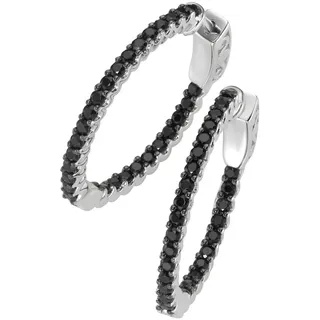 GIORGIO MARTELLO MILANO Paar Creolen »Klappcreolen mit schwarzen Zirkonia, Silber 925«, schwarz