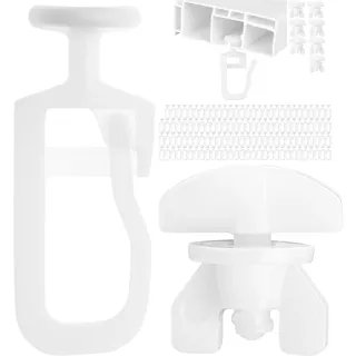 Gardinengleiter für Innenlaufschienen, 128 Stück, mit Ø 11 mm Flachkopf, Set mit 8 Gardinen Feststeller, in Weiß, Faltengleiter für Vorhangschiene, Gardinenschiene, Vorhang Gleiter, Gardine Rollen