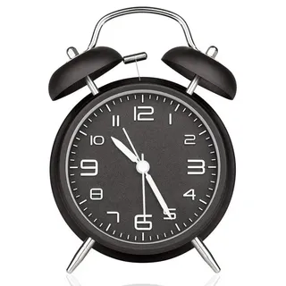 IvoQ Klassischer Schwarzer Retro Wecker – Lautlos & Extra Laute Glocke – Vintage Look – Mechanischer Alarm