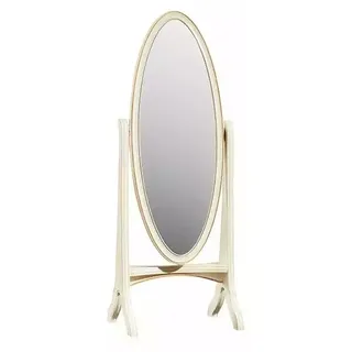Wohnzimmer Bodenspiegel Spieglein Holzrahmen Oval weiß Standspiegel Spiegel - Weiß