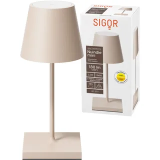 SIGOR Nuindie 2.0 mini LED Akku-Tischlampe, dünenbeige | Dimmbar • Indoor & Outdoor • IP54 • 25 cm • USB-C • 12 h Leuchtdauer