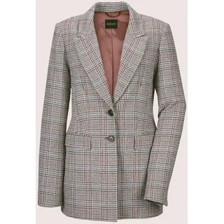 Jackenblazer MADELEINE "Blazer Langer Blazer mit Wolle", Damen, Gr. 34, braun (cognac, bleu), Obermaterial: 50% Polyacryl PAN. 25% Polyester PES. 20% Wolle WO. 5% sonstige Fasern AF., Modern, normal, Blazer Jackenblazer