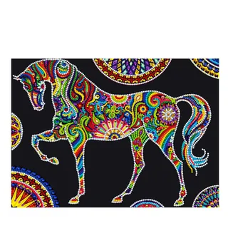 Songdao Leuchtend Diamond Painting Kinder, 5D DIY Set, Malen Nach Zahlen Diamant Mädchen Erwachsene, Diamant Bilder Arts Craft für Home Wand Decor (Horse)