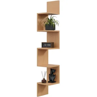 Eckregal MIDI Buche – platzsparendes Hängeregal für Bücher und Deko, modernes Wand-Eckregal in Holzoptik für Wohnzimmer und Büro