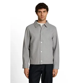 Wolljacke TOM TAILOR DENIM, Herren, Gr. L, grau (medium silber grau melange), Web, Obermaterial: 100% Polyester. Futter: 100% Polyester, unifarben, normal hüftbedeckend, Rundhals, Jacken Wolljacke, mit Druckknöpfen und Eingrifftaschen