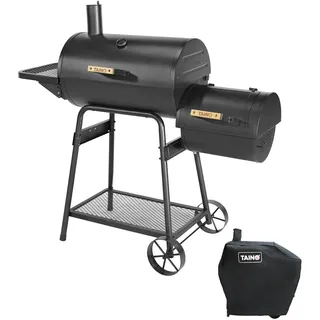 TAINO KAMAYO Set Smoker Abdeckhaube Räucherofen Standgrill Holzkohle-Grill Klein BBQ Grillwagen Grillkamin - Schwarz
