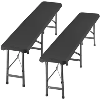 tectake Bierbank 2er Set Panja, gummierte Tragegriffe, anthrazit , Anthrazit , Kunststoff , 180x42x27.5 cm , Gartenmöbel, Gartensessel, Gartenstühle