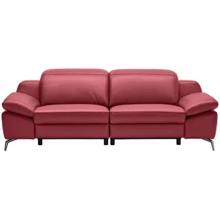Celina Home 3-Sitzer-Sofa , Rot , Leder , Echtleder , Spaltleder, Rindleder , 234x83-99x110 cm , Made in Eu , Typenauswahl, Fußauswahl, Lederauswahl, Stoffauswahl, Hocker erhältlich, Rücken echt , Wohnzimmer, Sofas & Couches, Sofas, 3-Sitzer Sofas
