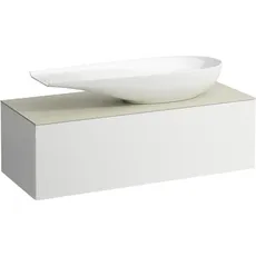 Laufen Il Bagno Alessi Schubladenelement, 1 Hahnloch, Steinplatte Calce Avorio, Ausschnitt rechts, 120x50x37cm, zu WT-Schale H81897 4, H431325097, Farbe: Dunkelbraun