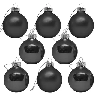 Premier Weihnachtskugel Glas 8er Set 50mm Schwarz Anhänger Baumschmuck