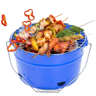 Uten Grilleimer Feuerkorb Grill BBQ Holzkohlegrill Kleinen Mini Grill Tragbar Picknickgrill für Garten Camping Park Festivals Party BBQ-Geeignet für 1-4 Personen