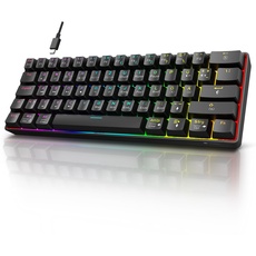 KOORUI Gaming Tastatur, 60% Mechanisch Tastatur 26 RGB Hinterleuchtet Kabelgebunden Deutsches Layout QWERTZ Gaming Keyboard für Windows MacOS Linux-Blauer Schalter