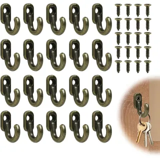 kiki fancy Kleine Haken zum Schrauben 20 Stück, Mini Haken zum Schrauben | Deko-Haken Wandhaken zum Schrauben Haken für Schlüsselbrett Schlüssel Haken für Tür, Küche, Flur, Büro