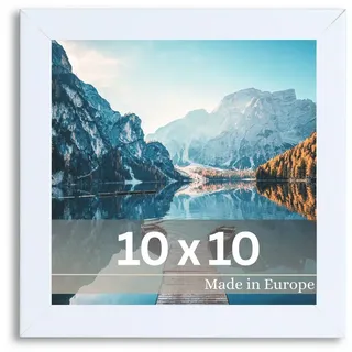 Victor Bilderrahmen Dali 10x10 cm Weiß - Fotorahmen Holz - Quadratischer Bilderrahmen Weiß 10x10 - moderner Holzrahmen mit bruchsicherem Acrylglas