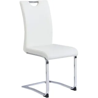 Carryhome Schwingstuhl , Weiß, Chromfarben , Metall, Textil , Flachrohr , 42x97x55 cm , Esszimmer, Stühle, Schwingstühle