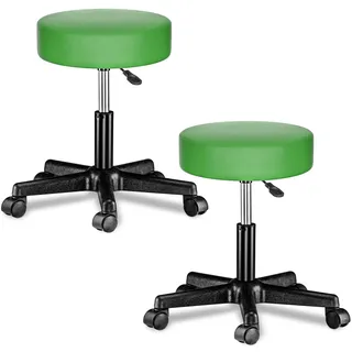 Rollhocker Kunstleder 2er-Set Grün 360° drehbar