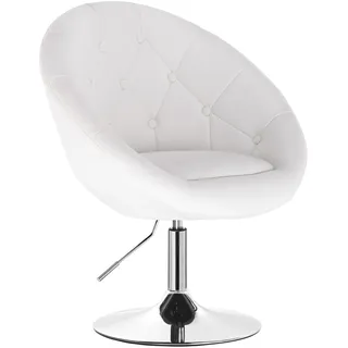 Woltu Lounge-Sessel Kunstleder 360° drehbar 60 x 80 x 60 cm Weiß mit Hocker