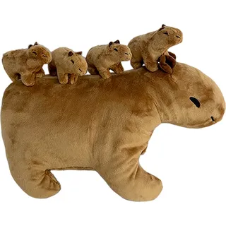 Pl1schtier Capybara mit 4 Babynagern, Pl1schtier Capybara f1r M?dchen und Jungen, Weihnachts- und Geburtstagsgeschenk