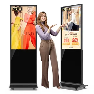 JASZDOT 43 Zoll 4K Touchscreen Digitaler Kundenstopper, LCD Digital Signage Werbedisplay mit Android OS, IPS Panel, Interaktiver Gehwegaufsteller für Geschäft & Schaufenster, Schwarz