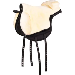 QHP Bareback Pad super soft schwarz mit Riemensystem abnehmbares Kunstfell, Größe:Full