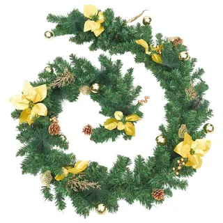 vidaXL Weihnachtsgirlande mit LED-Lichtern Grün 2,7 m PVC - Grün