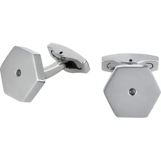 Breil - Herrenmanschettenknöpfe The Black Diamond Collection TJ3075 - Herrenschmuck - Manschettenknöpfe aus Gebürstetem Stahl für Herren, mit einem Kleinen Schwarzen Naturdiamanten - 1,5 cm