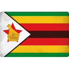 Blechschild Wandschild 20x30 cm Simbabwe Fahne Flagge