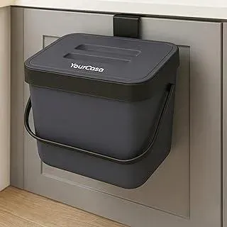YourCasa Biomülleimer Küche 7L - Komposteimer zum Einhängen mit Sieb - Spülmaschinenfest - Biomüll Behälter Abfalleimer Mülleimer klein Küchenkomposter Bioeimer Geruchsdicht Komposter (Anthrazit)