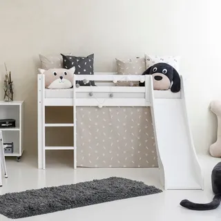 Hoppekids Hochbett Pets Silbergrau 70 x 160 cm Kiefer lackiert grau