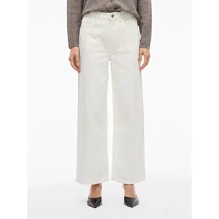 High-waist-Jeans VILA "VIFREYA JAF HW JEANS - NOOS", Damen, Gr. 36, Länge 32, weiß (cloud dancer), Denim/Jeans, Obermaterial: 99% Baumwolle, 1% Elasthan, unifarben, relaxed fit knöchellang, Jeans High-waist-Jeans