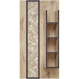 Livetastic Wandregal , Schwarz, Eichefarben , Holzwerkstoff , Mosaik , 4 Fächer , 60x120x20 cm , Made in Eu , hängend , Holzmöbel, Holzregale, Wandregale Holz