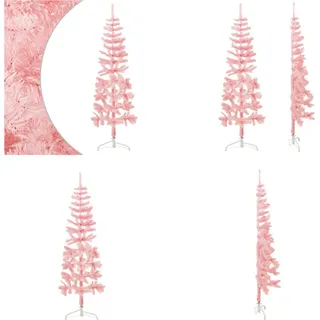 vidaXL Künstlicher Halb Weihnachtsbaum mit Ständer Schlank Rosa 120 cm - Künstlicher Halb-Weihnachtsbaum - Künstliche Halb-Weihnachtsbäume - Weihnachtsbaum - Künstlicher Weihnachtsbaum - Rosa