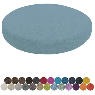 Lsjoaw Rund Sitzkissen Stuhlkissen 30 X 30 X 3CM(1 Pieces) Leinen Sitzpolster Abnehmbares Memory Schaum Runde Sitzauflage für Stuhl Bank Hocker Haus Küche Esszimmer Garten Büro,Hellblau