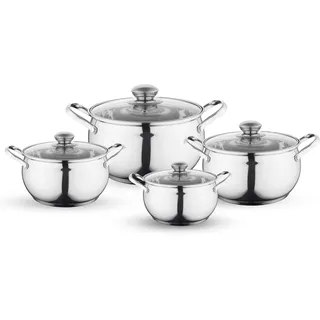 FLORINA Kochtopf Set MARON I Kochtöpfe mit Deckel und Stieltopf I Messbecher, Ausgieß | Spülmaschinengeeignet | Ideal für Induktionsherd, Gasherd, Elektroherd