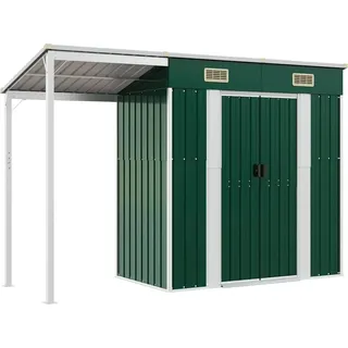 vidaXL Gartenhaus mit Schleppdach Grün 277x107x181 cm Stahl - Grün