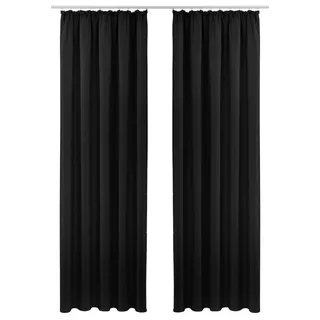 Vorhang OTTO HOME "SOLA" Gr. 1, schwarz, B:130cm H:145cm, Polyester, Polyester, Gardinen, Vorhang, Breite:130 cm, 1 Schal, einfarbig, Verdunkelung, Topseller