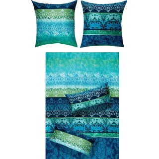 Erwin Müller Bettwäsche Flanell mit Wendekissenbezug blau Größe 40x80 cm / 135x200 cm - für die kühle Jahreszeit, mollig warm, temperaturregulierend, mit Reißverschluss