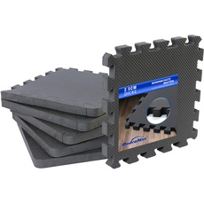 BodenMax Dicke Sportmatte Puzzlematte rutschfeste Schutzmatten Fitness Pool Unterlegmatte | 32x32x2.5cm schwarz | 6 Stück
