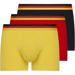 Retro Pants BRUNO BANANI "Golden Goal", Herren, Gr. L, rot (schwarz, rot, gold), Obermaterial: 93% Baumwolle, 7% Elasthan, unifarben mit Farbeinsätzen, körpernah, Unterhosen Retro Pants, mit mehrfarbigem Bund