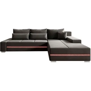 Juskys Sofa Davos mit Led - dunkelgrau