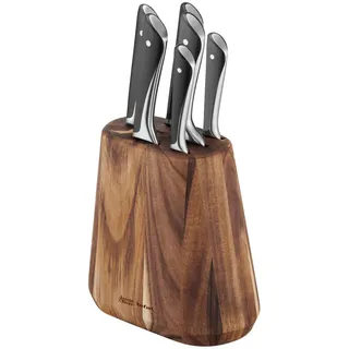 Tefal Messerblock , Braun, Schwarz, Edelstahlfarben , Holz, Metall , 7-teilig , 39x8.2x3.1 cm , Kochgeschirr, Küchenmesser, Messerblöcke